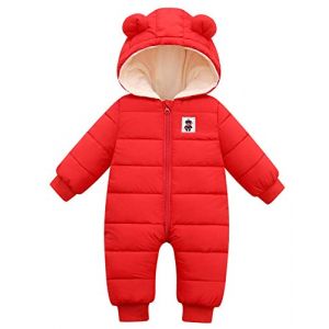 FEOYA Snowsuit B&eacute;b&eacute; Manteau Neige Gar&ccedil;on Combinaison de Neige B&eacute;b&eacute; V&ecirc;tement de Ski Hiver Combinaison Pilote Barboteuse &agrave; Capuche 9-18 Mois Rouge (GAOCHENGEU, neuf)
