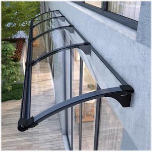 Auvent de Porte Aluminium,Marquise de Porte d’Entrée en Polycarbonate Transparent,Auvent Marquise d'Entrée de Bloc UV de 99,99%,Terrasse Toit Abri Banne Protection (90x90cm/35 x35) (zhenguIdian, neuf)