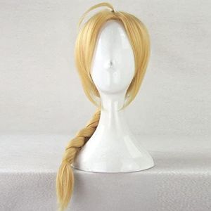 Perruque De Cosplay Anime Pour Edward Elric 55cm Perruques Tressées Droites Moyennes Et Longues + Casquette Pour Un Usage Quotidien Fête D'halloween (Peng Bo Shop, neuf)