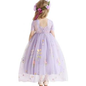 Amissz Robe de Fille Fleur avec Dos en Dentelle, Broderie Florale Tutu Enfant, Robe de Soir&eacute;e et Cocktail pour Filles, Id&eacute;ale pour Anniversaires et Bals 2-8 Ans (FUN RAYS SL., neuf)