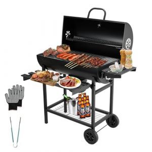 TEENO Barbecue Charbon de Bois,avec Grille de Cuisson XXL,Gants Anti-BrûLures, ThermomèTre,Tiroir à Cendres, éVent RéGlable,Grand Barbecue au Charbon de Bois (Basic) (MICHAEL AARON LIMITED, neuf)