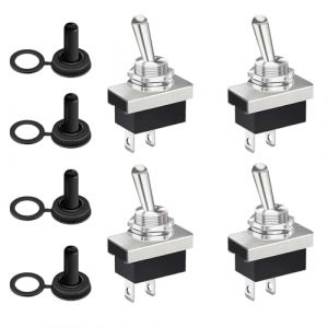 4 PCS KN3(D)-101 Interrupteur &Agrave; Bascule Marche/Arr&ecirc;t 12V 25A - Connecteur 2 Broches, Interrupteur 12V &Eacute;tanche En M&eacute;tal Avec Capuchon En Caoutchouc pour Voiture, Marine Et Bateau (ZGTX, neuf)