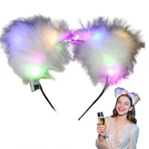 Bandeau lumineux avec oreilles de chat, bandeau LED color&eacute; avec oreilles de chat, cerceau &agrave; cheveux mignon aliment&eacute; par batterie pour les f&ecirc;tes, les raves, les festivals, les photos nuit cr&eacute;ativ (haorongyue, neuf)