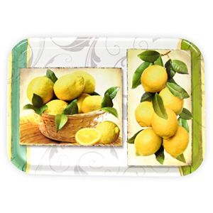 Lashuma Plateau rectangulaire mélaminé Plateau de Service de haute qualité Motif imprimé, Plastique, Citron., 38 x 26 cm (Lashuma Germany, neuf)