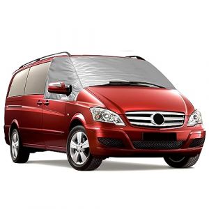 Soekodu Housse de Pare-Brise Avant Compatible avec Mercedes Benz Vito II W639 2003-2014, 100% Occultant Pare-Soleil de Fenêtre, Bloque Les Rayons UV, Résistante Aux Intempéries Argent (JinsenTGG, neuf)