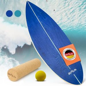 DH FitLife Planche d&rsquo;&Eacute;quilibre Surfin en Bois Massif | Planche de Surf d&rsquo;Int&eacute;rieur avec Forme Rocker | Balance Trainer pour Enfants et Adultes | Amusement et Entra&icirc;nement &agrave; la Maison (DH FitLife GmbH, neuf)