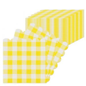 Set de 40 Serviettes en papier Vichy, 25x25cm Serviettes Jetables en Papier 2 Plis Serviettes de Cocktail en Papier pour Dîner, Mariage, Barbecue, Noël, Fête d'Anniversaire (Jaune) (YUDA-, neuf)