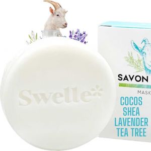 SWELLE Savon Lait de Chevre et Miel, Shea Moisture, Lavender, Tea Tree Savon Solide Masque Visage 110 gr 1pc Gommage Corps Visage, Masque Point Noir Visage Acne, Savon Soins Visage Savon Chevre (TULIPPA ORGANIC, neuf)