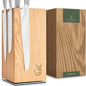 WALDWERK Bloc Couteaux Cuisine en Bois de Chêne - Porte Couteau Magnétique - Porte-Couteaux Magnétique - Range Couteaux de Cuisine - Porte Couteaux - Range Couteaux - Blocs Couteaux (KXE Design GmbH, neuf)