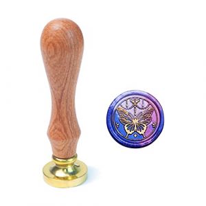Tampon de cire à cacheter, tampon de cire à cacheter ANBOSE avec tête en laiton amovible, manche en bois, tampon de cire papillon pour cire à cacheter d'enveloppe (Vaforest, neuf)