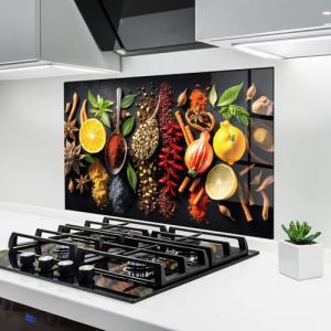 ARTHUB&reg; Cr&eacute;dence de Cuisine en Verre 70x100 cm, Closeup Pices | Protection Contre Les &eacute;claboussures, Rev&ecirc;tement Mural en Carreaux, Plaque en Verre, Verre tremp&eacute;, Aliments, &Eacute;pices (ARTHUB - wall decor, neuf)