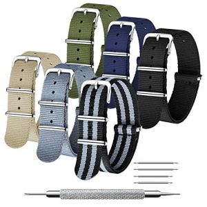 CIVO Bracelet de Montre 6 Paquet Bracelet 16mm 18mm 20mm 22mm 24mm Nylon Balistique Bracelets Zoulous Boucle en Acier Inoxydable avec Barre à Ressort et Outil de Broche de Lien (CIVO Direct-FR, neuf)