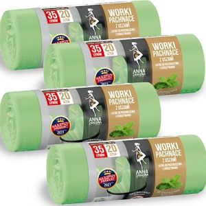 Sacs Poubelle 35 Litres Parfum&eacute;s &Agrave; la Menthe - 80 Sacs en Plastique Recycl&eacute; Ldpe R&eacute;sistant avec Poign&eacute;es Id&eacute;al pour Le Jardin et la Maison Sacs Poubelles 35 Litres pour Un Tri (Blink Station, neuf)