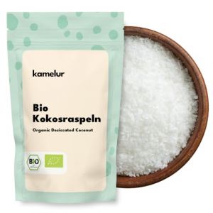 Kamelur 1kg de noix de coco r&acirc;p&eacute;e BIO sans sucre ajout&eacute; - flocons de noix de coco BIO sans additifs - noix de coco r&acirc;p&eacute;e BIO en emballage biod&eacute;gradable (KONTORHAUS G&Ouml;RICKE UG, neuf)