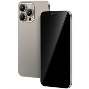 FufoneUS Affichage Faux Jouets téléphone téléphone Portable modèle métallique réplique Non Fonctionnement 1:1 téléphone pour téléphone 15 Faux Jouet Mobile (pour 15 Pro Titane Écran Noir) (Hombodar Tech, neuf)