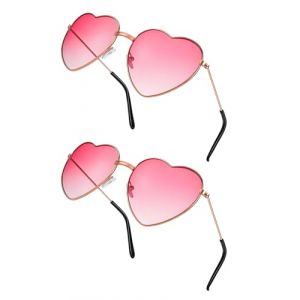 HUVZOR 2 Paires Lunettes Coeur, Lunettes de Soleil C&oelig;ur, Lunettes Parti de Soleil Hippie,Lunettes Evjf Mariage,Lunettes de Soleil Vintage, pour Femmes Hommes Unisex (Volumetech OU, neuf)