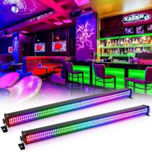 336 RGBW LED Barre Wallwasher, Lumière de Scène Console, Stroboscope Tempête Chapiteau Effet pour DJ Bar Soiree Fête Disco Éclairage Mariage Halloween Noël, 2 pièce (KIEHUS MJHDU, neuf)
