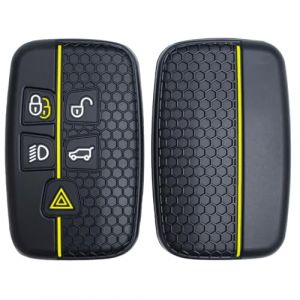 OTMIK Housse Silicone pour Cl&eacute; de Voiture pour Land Rover Range Rover Sport Evoque Freelander Velar Discovery 4 Jaguar XE XJ XF Guitar Accessoires pour Coques de cl&eacute;s (Ligne Jaune) (Otai, neuf)