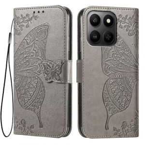 EASSGU Coque pour Honor 400 Smart (4G/5G) / Honor X7d (6.77" inches) Etui Flip Magn&eacute;tique avec 3 Fentes pour Cartes 1 Portefeuille, Housse - Gris (EASSGU, neuf)