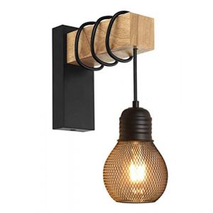 Ototon&reg; Applique Murale Interieur en Bois et M&eacute;tal E27 Lampe Vintage R&eacute;tro Industriel Style D&eacute;coration pour le Couloir Restaurant Maison Bar Caf&eacute; Chambre Salon Sans Ampoule (Ototon, neuf)