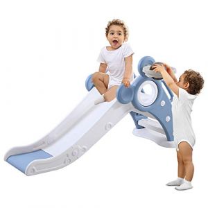 YOLEO Toboggan pour Enfants, Toboggan Amusant avec Panier de Basket, Jeu d'Extérieur et l'Intérieur pour pour bébé , Toboggan Maternelle, Stable, Sûr, Grand et Largeur 115 x66 x125cm(jusqu'à 25 kg) (BayTech EU Supplies, neuf)