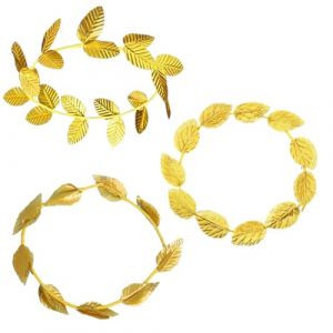 EIHI 3 pièces Couronnes de laurier doré Bandeau Grec à Feuilles Dorées, Couronne de Tête Romaine, Couronne de Feuilles d'Or Bandeau de Feuille Romain Accessoires de tête pour Halloween et Noël (EIHI, neuf)