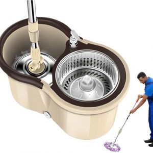 Ensemble Seau Essoreur Et Balai À Franges en Microfibre, Kit Balai Serpillère Et Seau Essoreur, Seau Démontable Et Vadrouille Magique Rotatif À 360° avec 2 Balai Remplaçable (Moonlapt, neuf)
