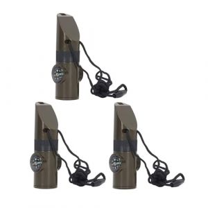 HERCHR 3Pcs Sifflet Multifonction 7 en 1, Thermom&egrave;tre LED Portable avec Boussole Sifflet de Survie d'urgence Boussole Sifflet d'urgence R&eacute;sistante &agrave; l'usure Outil Survie pour Camping avec Cordon (YuchooesEU, neuf)