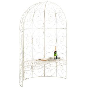 CLP Banc De Jardin Rosie Demi-Cercle I Banquette 2 Places avec Arche A Rosiers en Métal Stable I Demi-Gloriette pour Plantes Grimpantes, Couleur:crème Antique (shop.nova, neuf)