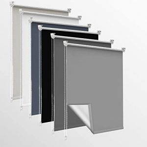 Homland Store Occultant sans Per&ccedil;age, 40l x 200L cm (Largeur du Tissu 35cm) Rideaux Occultant avec Rev&ecirc;tement d'argent, Isolation Thermique, Installation Simple, pour Chambre, Salon, Gris Clair (TimeLessA, neuf)