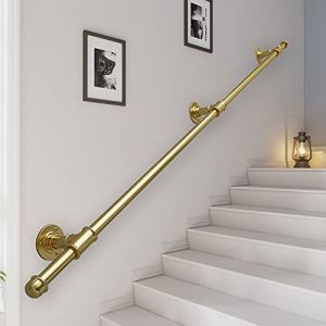 WL-ZZZ Main Courante de Rampe d'escalier Murale, Supports de Rampe de Rampe d'escalier en métal doré en Fer forgé, Support de sécurité pour Rampe de Pied de Balustrade Murale 200 kg - Kit Complet (LUCK BAOHUI EU, neuf)