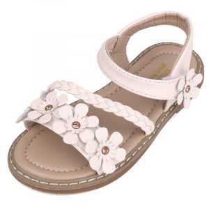 ANBIWANGLUO Sandales Fille Sandale Cuir Enfant Fille Fleur Chaussures Ete Fille 31 EU,Blanc (quanzhouanbi, neuf)