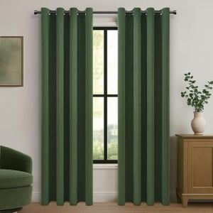 MRTREES Lot de 2 Rideau Occultant Thermiques Vert Olive 140x225 CM, Rideaux Thermiques Isolants Anti Froid et Chaleur pour Salon Chambre Porte Intérieurs, Rideaux Opaque Doux à Oeillets (MRTREES HOME, neuf)