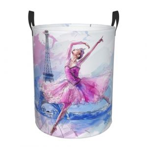 Mexpekil Panier à linge pliable avec poignées - Panier à linge étanche pour jouets d'enfants, vêtements sales, livres (fille Tour Eiffel (HSYOYO, neuf)