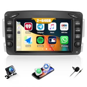 CAMECHO 2G+64G Android 13 Autoradio pour Mercedes Benz C CLK G Klasse W203 W209 W463 Viano Vito W639 Navi Carplay Sans Fil, 7" Ecran Tactile Radio Auto avec Bluetooth FM/RDS WiFi + AHD Cam&eacute;ra de recul (Icamecho, neuf)