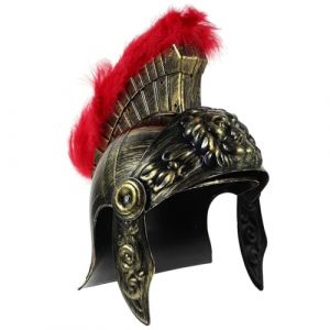 Mikikit Casque Soldat Romain Adulte D&eacute;guisement L&eacute;ger avec Plume Rouge Accessoire Costume Gladiateur pour F&ecirc;te Carnaval Cosplay (Macronac, neuf)