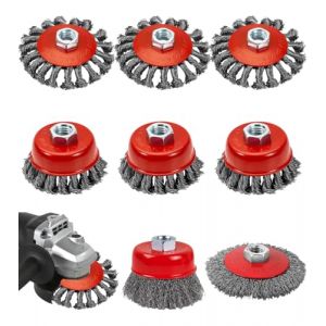 ZUGJOZD 8Pcs brosse metallique meuleuse pour meuleuses d'angle, taille M14, diam&egrave;tres de 80 mm et 120 mm, brosse m&eacute;tallique meuleuse pour le nettoyage, enlever la rouille, polir et meuler. (CogniSphere, neuf)