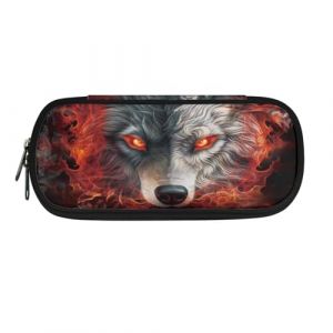 Renewold Trousse à crayons, marqueurs, fournitures de bureau, pochette pour bureau, école, voyage, femmes, hommes, garçons et filles, Flamme loup, Taille unique, Cartable (RenewoldEUR, neuf)