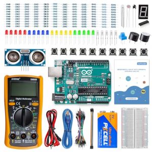 SunFounder Beginner's Lab Starter Kit avec Arduino Uno REV3 Board Multimètre Basic to Advance 25 Projets HCSR-04 Sensor Button Temp LED Microcontrôleur Programmation (MakerMaker, neuf)