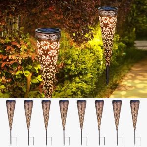 Görvitor Lot de 8 lampes solaires LED pour extérieur en métal - Étanche IP65 - Pour extérieur, jardin, jardin oriental - Pour extérieur, balcon, jardinière, chemin, cour, pelouse (KAITOR, neuf)