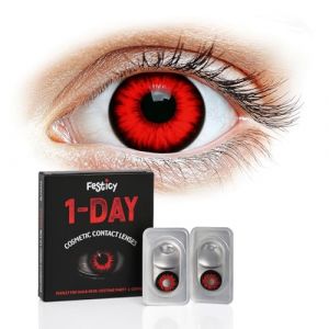 Festicy Lentille Rouge I Lentilles fantaisie sans correction I Lentille couleur halloween pour lentille vampire I Lentille halloween rouge I Halloween et accessoire halloween adulte (Consantra, neuf)