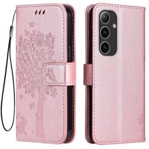 Topme &Eacute;tui en Cuir pour Samsung Galaxy S25 (6.2" inches), [ Coque Housse de T&eacute;l&eacute;phone Style Motif Chat Et Arbre] - Or Rose (topme, neuf)