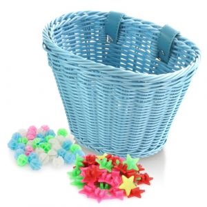 Spesh Panier &agrave; V&eacute;lo pour Enfants Panier Avant en Osier de V&eacute;lo avec 72 Perles de Rayons pour Gar&ccedil;ons et Filles(Bleu) (Spesh-eu, neuf)