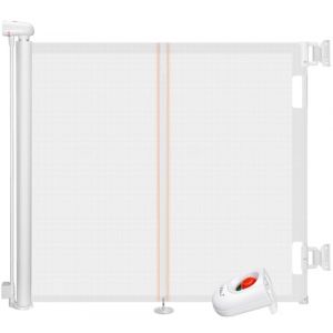 Ycozy Barriere de Securite Enfant 0 &agrave; 150cm, R&eacute;tractable Barriere de Securite Chien avec Poteau de Support Barriere Escalier Enroulable pour Escaliers, Couloirs, Int&eacute;rieur et Ext&eacute;rieur (NorvyGlobal, neuf)