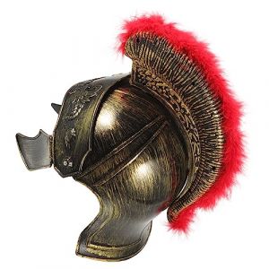 Gatuida Casque de Soldat Romain Dor&eacute; pour D&eacute;guisement M&eacute;di&eacute;val Cosplay Homme Accessoire de F&ecirc;te et Carnaval avec Grain Al&eacute;atoire Prop Costume pour Halloween et Photographie (Queenie ruy, neuf)