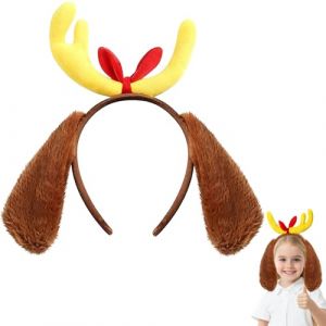 Bandeau de No&euml;l en bois de renne, avec oreilles de chien, bandeau de No&euml;l, accessoire de cosplay (maoshengparty, neuf)