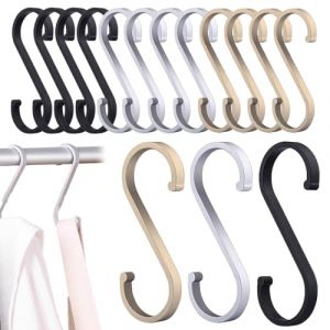 VONJUMA 15 Pcs Crochet S Crochets En S Crochets De Suspension En Aluminium Id&eacute;al Pour Cuisine Armoire Garage Et Jardin Pour Casseroles Et Po&ecirc;les Suspendues 8&times;2.7&times;0.5Cm Noir Blanc Beige (VONJUMA STORE, neuf)