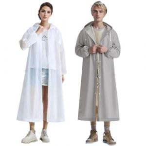 MCOLAFU Poncho Pluie, 2 Pièces Poncho Impermeable, RéUtilisable Poncho EVA Pluie Femme et Homme, Anti-Pluie Ponchos Pluie à Capuche Respirant Cape De Pluie pour Adulte pour Camping et Randonnées (Cai-Dan, neuf)