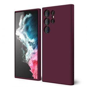 oakxco Coque Silicone pour Samsung Galaxy S22 Ultra, &Eacute;tui Ultra Fine Souple Gel Caoutchouc Anti-Chocs Housse Toucher Soyeux, Slim Esth&eacute;tique Protection Cover, Bordeaux (O-US, neuf)