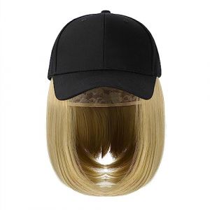 Perruque Avec Frange Chapeau Perruque Synthétique Réglable Noir Chapeau Perruques Court Bob Droite Casquette De Baseball Perruque Sans Soudure Connexion Extensions De Cheveux for Les Femmes Chapeau av (fufufafabb, neuf)